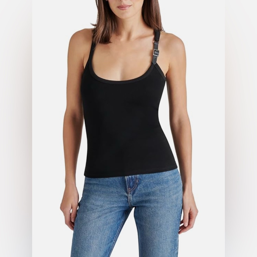 Women's Black Buckle Strap Tank Top